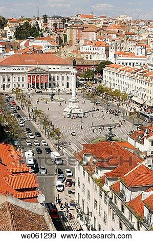 Rossio Square, Lisbon. Portugal View Large Photo Image Stock Photo - Rossio Square, Lisbon. Portugal. Fotosearch