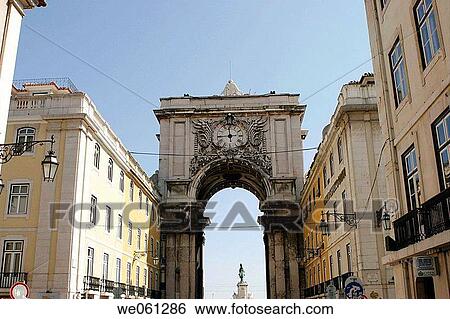 Rua Augusta Arch, Lisbon. Portugal View Large Photo Image Stock Photograph - Rua Augusta Arch, Lisbon. Portugal. Fotosearch