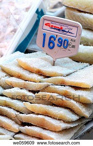 Salt codfish for sale in la Boqueria Market. Barcelona. Spain. View Large Photo Image Stock Photo - Salt codfish for sale in la Boqueria Market. Barcelona. Spain.. Fotosearch