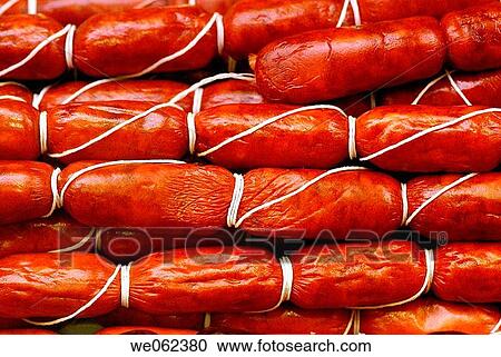 Sausages at La Boqueria market, Barcelona. Catalonia, Spain View Large Photo Image Stock Image - Sausages at La Boqueria market, Barcelona. Catalonia, Spain. Fotosearch