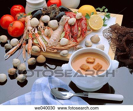 Stock Image - Seafood soup. Fotosearch