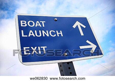 Stock Image - Sign that reads,? BOAT LAUNCH?.. Fotosearch
