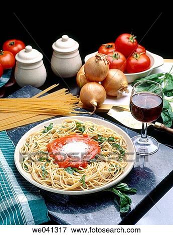 Spaghetti with basil View Large Photo Image Stock Photo - Spaghetti with basil. Fotosearch