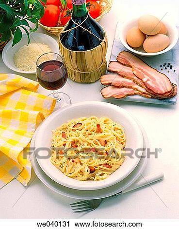 Spaghetti with carbonara sauce View Large Photo Image Stock Image - Spaghetti with carbonara sauce. Fotosearch