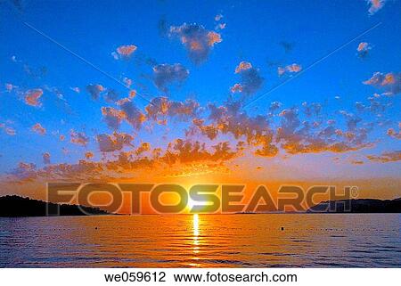 Stock Image - Sunset. Cavtat. Croacia.. Fotosearch