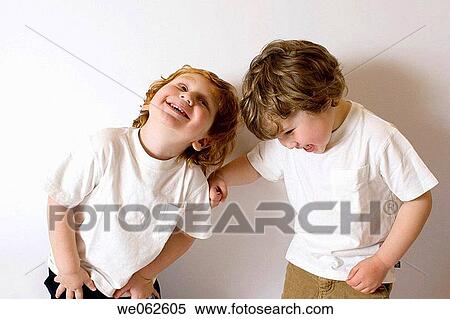 Stock Photography - Two three-year-old boys laughing. Fotosearch