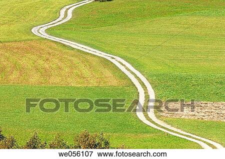 Winding track through fields. Switzerland, Europe View Large Photo Image Stock Photo - Winding track through fields. Switzerland, Europe. Fotosearch