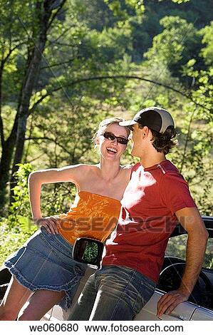 Stock Image - Young couple on the road. Gipuzkoa, Euskadi.. Fotosearch