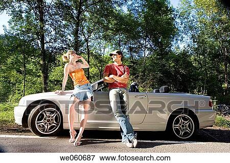 Stock Photo - Young couple on the road. Gipuzkoa, Euskadi.. Fotosearch