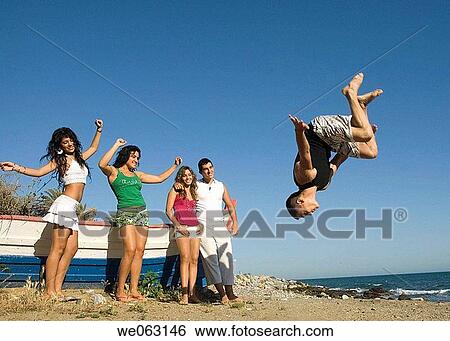 Stock Photograph - action, agility, agile, adolescence, acrobatic. Fotosearch