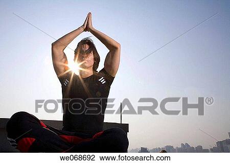 Arms raised, city, backlight, 20 View Large Photo Image Stock Image - Arms raised, city, backlight, 20. Fotosearch