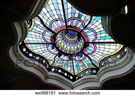 Stock Image - Art Nouveau interior of the Applied Arts Museum Josefvaros. Budapest. Hungary. Fotosearch