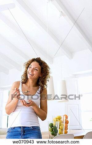 at-home, brunette, bowl, 20's View Large Photo Image Stock Image - at-home, brunette, bowl, 20's. Fotosearch
