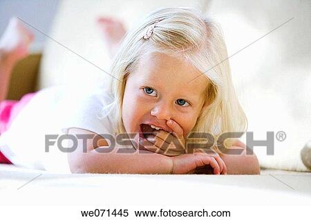Stock Photography - at-home, child, blond, baby, 3-4 years. Fotosearch