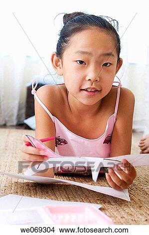at-home, draw, contemporary, child, Asian View Large Photo Image Picture - at-home, draw, contemporary, child, Asian. Fotosearch