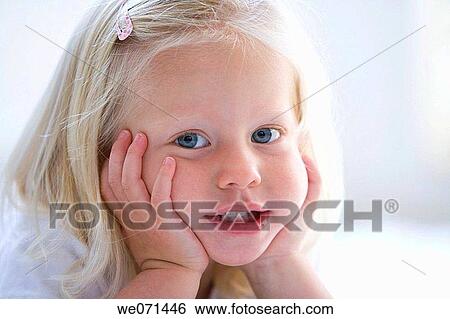 Stock Photograph - baby, child, blue eyes, blond, 3-4 years. Fotosearch