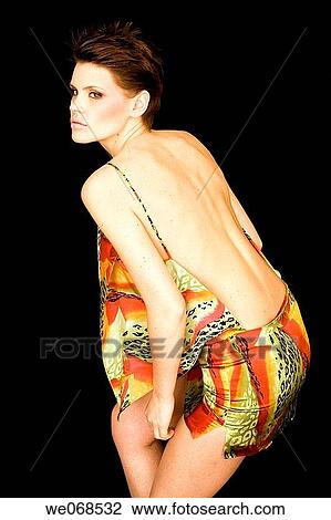 Stock Image - back, brunette, carnality. Fotosearch