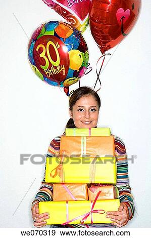 balloon, Birthday party, brunette View Large Photo Image Stock Photo - balloon, Birthday party, brunette. Fotosearch