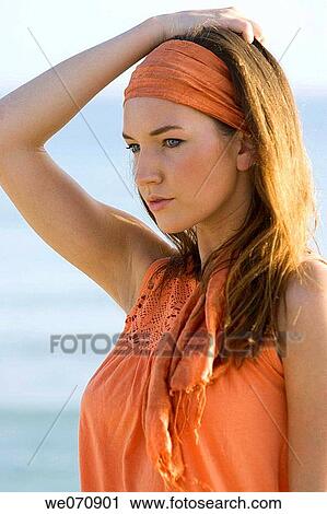 bandana, blue eyes, beauty, beach, absorbed View Large Photo Image Stock Image - bandana, blue eyes, beauty, beach, absorbed. Fotosearch