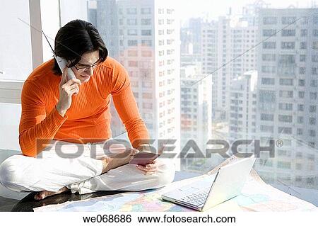 barefoot, calling, black hair, 20's View Large Photo Image Stock Photograph - barefoot, calling, black hair, 20's. Fotosearch