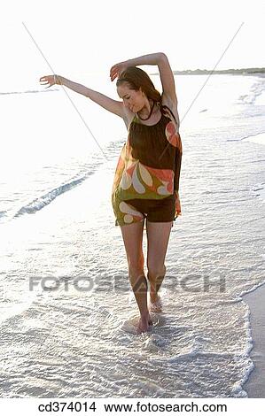 barefoot, calm, beach, Arms raised View Large Photo Image Picture - barefoot, calm, beach, Arms raised. Fotosearch
