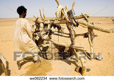 Picture - Bedouins at well on the trail from Karima to Atbarah through the Bayyudah Desert. Upper Nubia, ash-Shamaliyah state, Sudan. Fotosearch