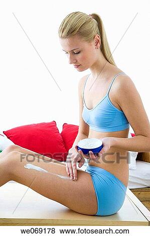 blond, Body care, apply View Large Photo Image Stock Photo - blond, Body care, apply. Fotosearch