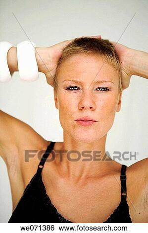 Stock Photograph - blue eyes, boldness, bold, 20's. Fotosearch