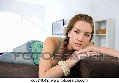 blue eyes, calm, brunette, at-home View Large Photo Image Stock Image - blue eyes, calm, brunette, at-home. Fotosearch