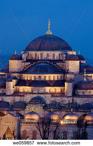 Blue Mosque in the evening, Istanbul. Turkey View Large Photo Image Stock Photo - Blue Mosque in the evening, Istanbul. Turkey. Fotosearch