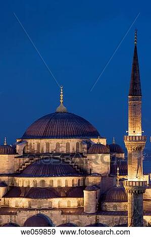 Blue Mosque in the evening, Istanbul. Turkey View Large Photo Image Stock Photo - Blue Mosque in the evening, Istanbul. Turkey. Fotosearch