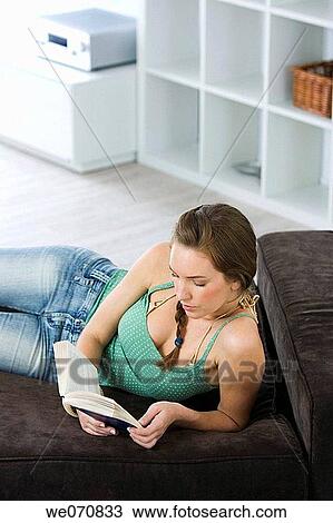 book, calm, brunette, at-home View Large Photo Image Stock Image - book, calm, brunette, at-home. Fotosearch
