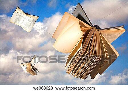 Books in flight View Large Photo Image Stock Photo - Books in flight. Fotosearch