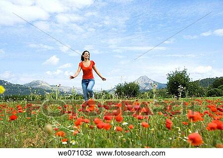 Stock Image - brunette, calm, carefree. Fotosearch