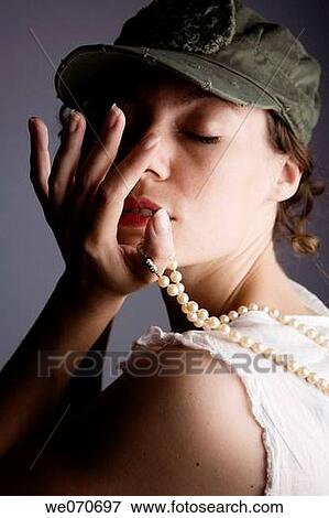 brunette, cap, contemporary View Large Photo Image Stock Photo - brunette, cap, contemporary. Fotosearch