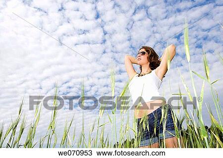 brunette, carefree, 20's View Large Photo Image Stock Image - brunette, carefree, 20's. Fotosearch