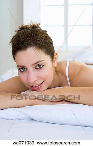 brunette, chilling out, Close-up View Large Photo Image Stock Photo - brunette, chilling out, Close-up. Fotosearch
