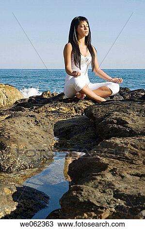 Stock Image - brunette, coastal, coast, 20's. Fotosearch