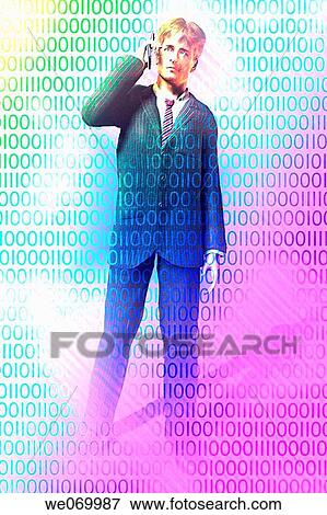 Stock Photo - Businessman using a cellphone. Fotosearch