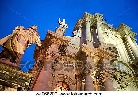 Cathedral at night. Siracusa. Sicily. Italy View Large Photo Image Stock Photo - Cathedral at night. Siracusa. Sicily. Italy. Fotosearch