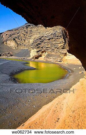 Charco de los Clicos green lagoon, El Golfo. Lanzarote, Canary Islands, Spain View Large Photo Image Picture - Charco de los Clicos green lagoon, El Golfo. Lanzarote, Canary Islands, Spain. Fotosearch