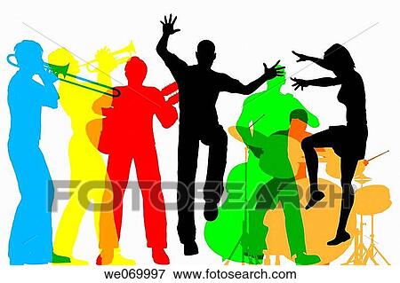 Stock Photo - Dancers with band.. Fotosearch