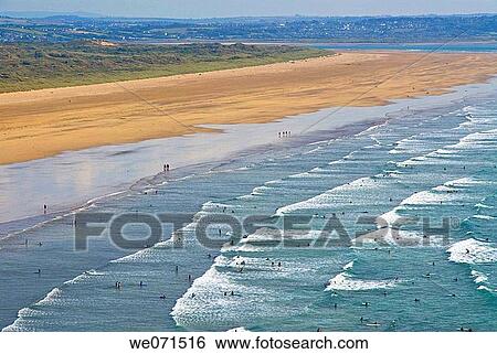 Stock Photograph - Europe, UK, England, North Devon Barnstaple Saunton Sands. Fotosearch