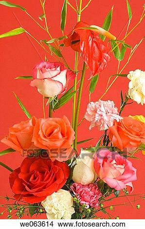 Picture - Floral Arrangement on Red. Fotosearch