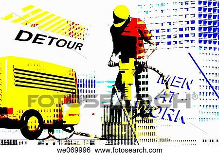 Man using a jackhammer in an urban setting. View Large Photo Image Stock Photograph - Man using a jackhammer in an urban setting.. Fotosearch