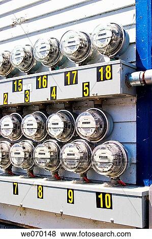 Stock Photo - Panel of electric meters. Fotosearch