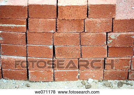 Pile/Stack of red brick View Large Photo Image Stock Photo - Pile/Stack of red brick. Fotosearch