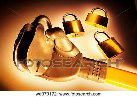 Robotic hand with padlocks View Large Photo Image Stock Image - Robotic hand with padlocks. Fotosearch
