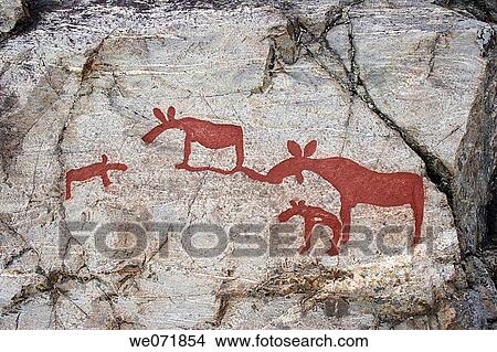 Rock-carvings of moose in N? mforsen, V? sternorrlands l? n, Sweden, Scandinavia, Europe View Large Photo Image Picture - Rock-carvings of moose in N? mforsen, V? sternorrlands l? n, Sweden, Scandinavia, Europe. Fotosearch