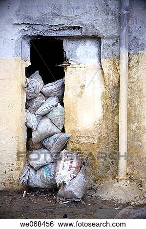 Rubble bags in the souk of Tanger. Morocco View Large Photo Image Stock Photograph - Rubble bags in the souk of Tanger. Morocco. Fotosearch